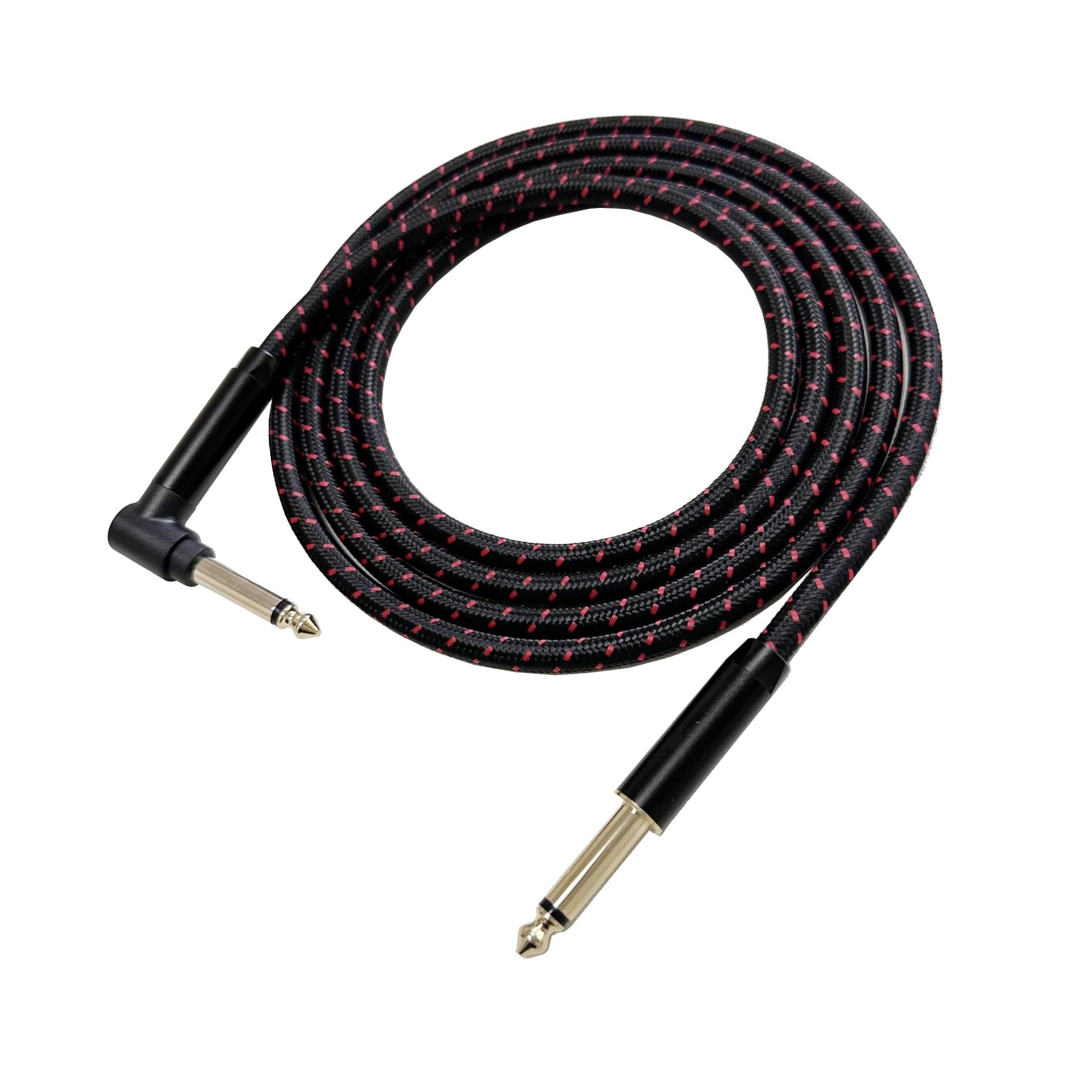 Guitarra Eléctrica Cable De Instrumento 6.5 Pies Cable Amplificador Cable Trenzado TRS 1/4 Pulgada | Cable de guitarra (negro, 300 cm)
