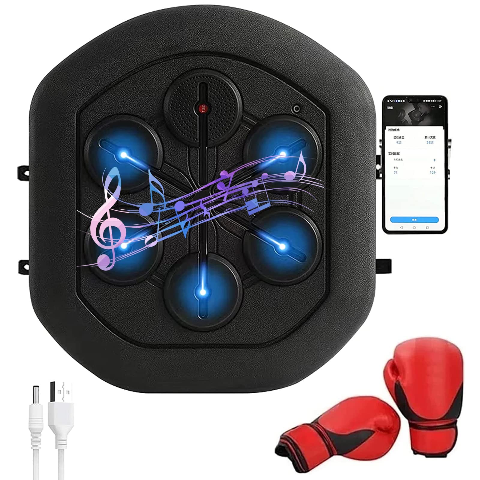 Photo 1 of Wall Mounted Boxing Machine Music Boxing Machine Indoor Boxing Glove Kids Adult Rechargeable Bluetooth Led Lighted Boxing for Home Exercise Boxing Training Stress Release