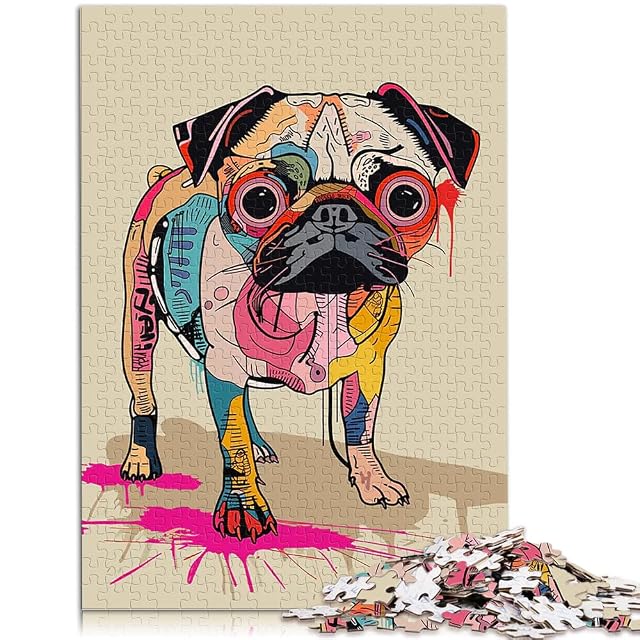 Foto 2 de 6 de Arte Moderno Original de Pug Rompecabezas para Adultos de 1000 Piezas Juguete Educativo para aliviar…