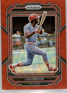2023 Panini Prizm Ruby Wave PRIZMS #34 Lou Brock St. Louis Cardinals Baseball Card in Raw (NM or Better) Condition