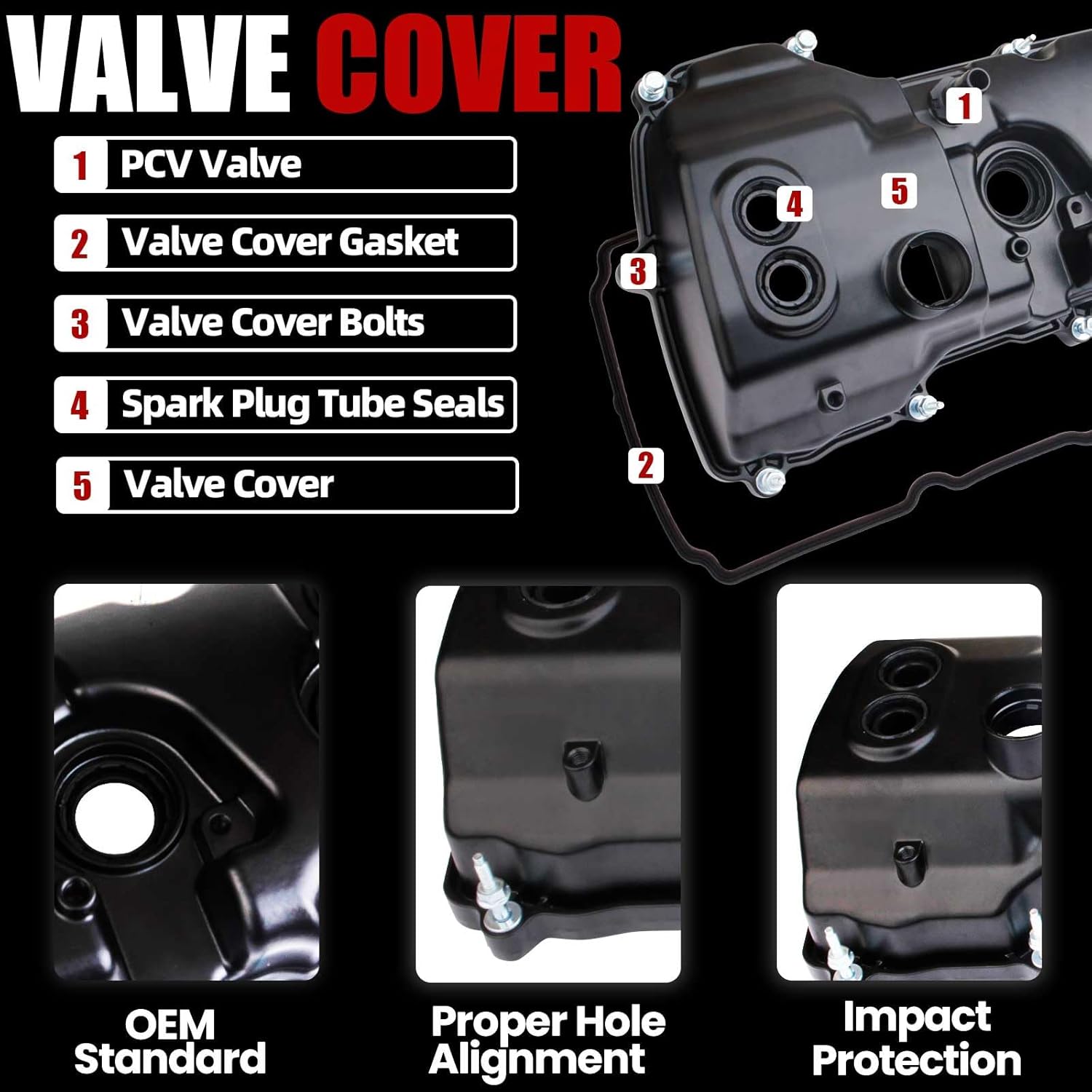 MITZONE Left Driver Side Aluminum Valve Cover Kit Compatible with Ford F-150 Expedition Transit-150 250 350 350 HD for Lincoln Navigator 2015-2017 3.5L V6