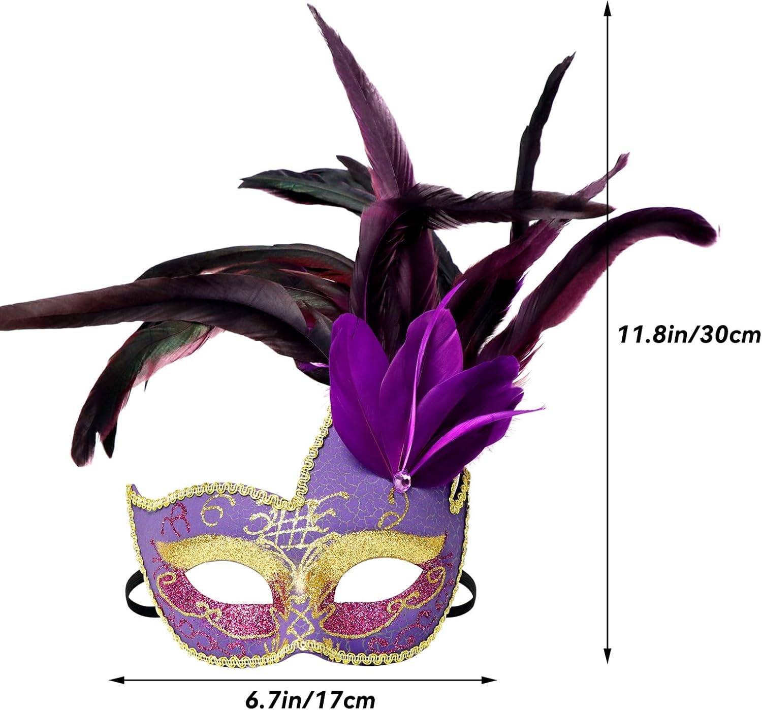 Thmyo Feather Masquerade Mask for Women Venetian Costume Party Mask Halloween Mardi Gras Masks with Feather Prom Ball - Image 4