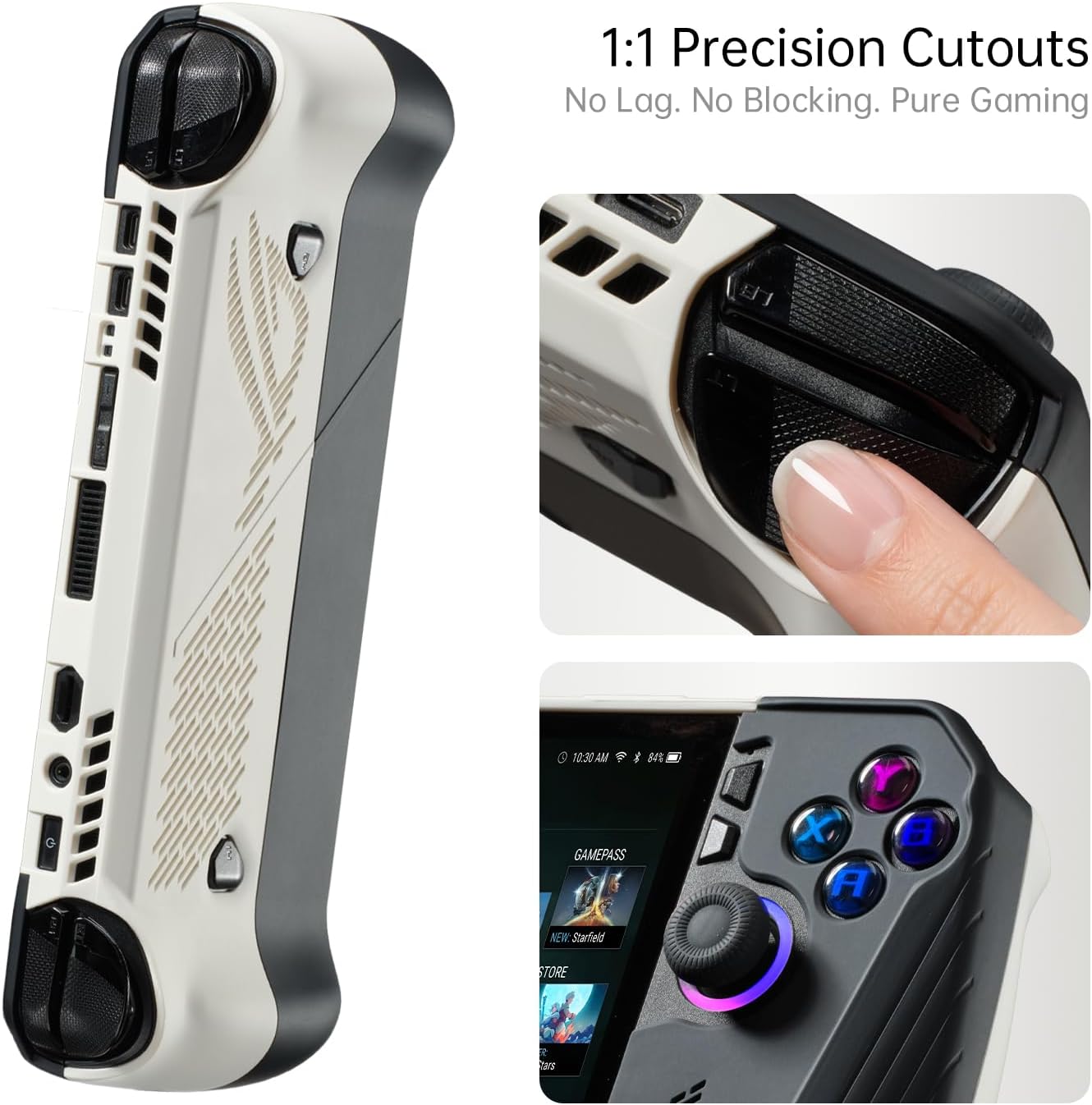 UYIYE Case for ROG Ally X 2024, Anti-Slip Rubber Protective,White+Black image 4