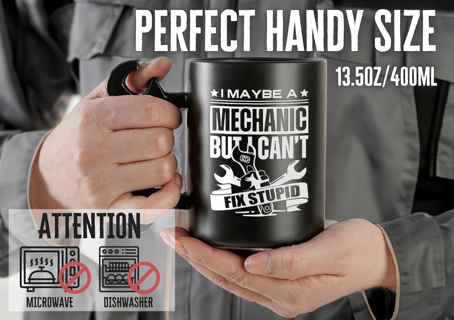 Onebttl Mechanic Gifts Wrench Coffee Mug, Mechanic Gift, 13.5oz/400ml Funny Ceramic Mug for Christmas, Father's Day, Fix Stupid - Image 6