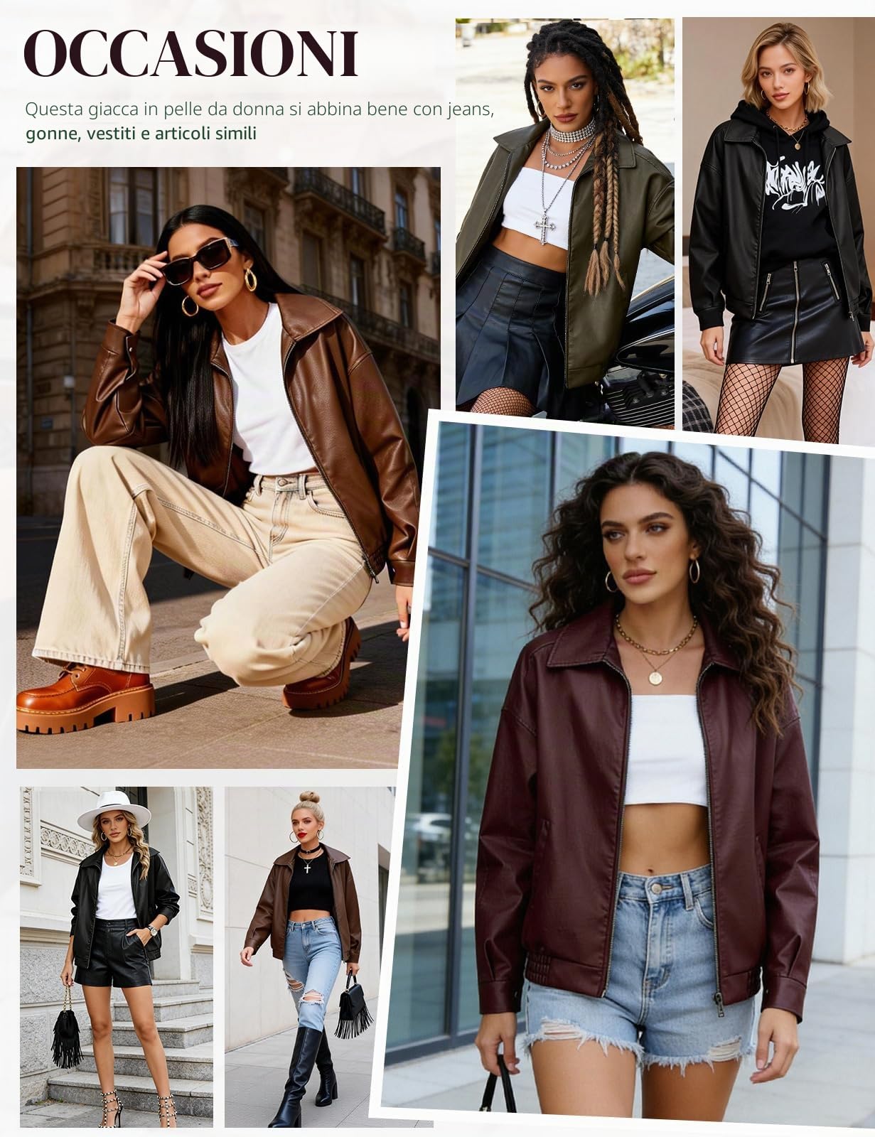 CMTOP Giacca Donna Pelle Giacca Similpelle Donna Giubbotto in PU Ecopelle, Moda Y2k Giacche Casual Motociclista Giubbino Streetwear Capispalla con Tasche per Primaverile Autunnale