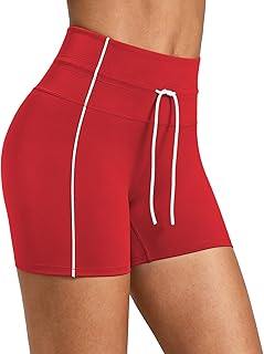 Hragc Womens Yoga Shorts High-Waist Athletic Workout Biker Short | Drawstring, Tummy Control, Contrast Seam, Buttery Soft, Running Shorts Leggings, Gym Sport Summer Outfits