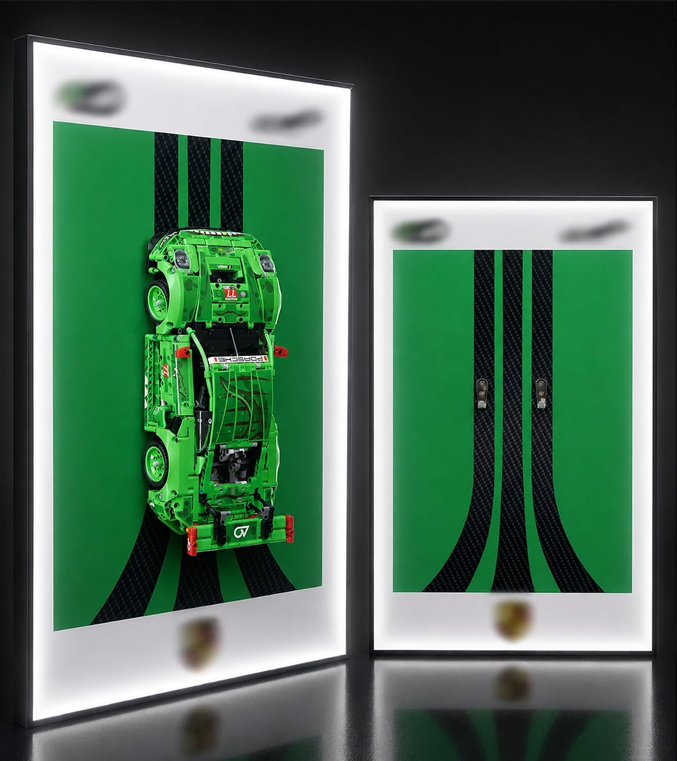 Display Wallboard with Led for Lego Technic 42224 Porsche 911 GT3 R Rexy AO | Display Wall Mount with Led Lights, Home Decor Adult Collectibles Wall Mount, Gift for Car Model Collectors(No Car Included)