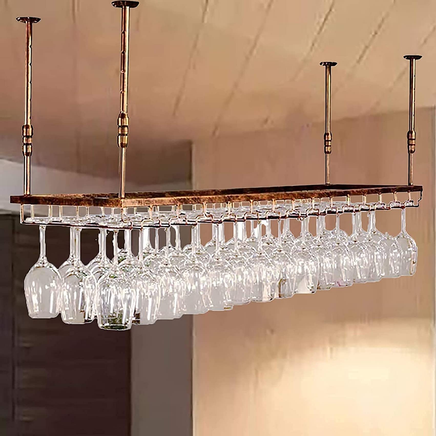 Porte-verre à vin suspendu 90x35cm avec étagère murale design cube
