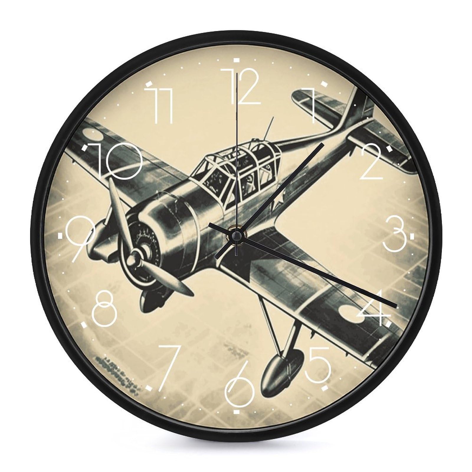 Horloge murale avion vintage pour un salon industriel chic et silencieux au quotidien