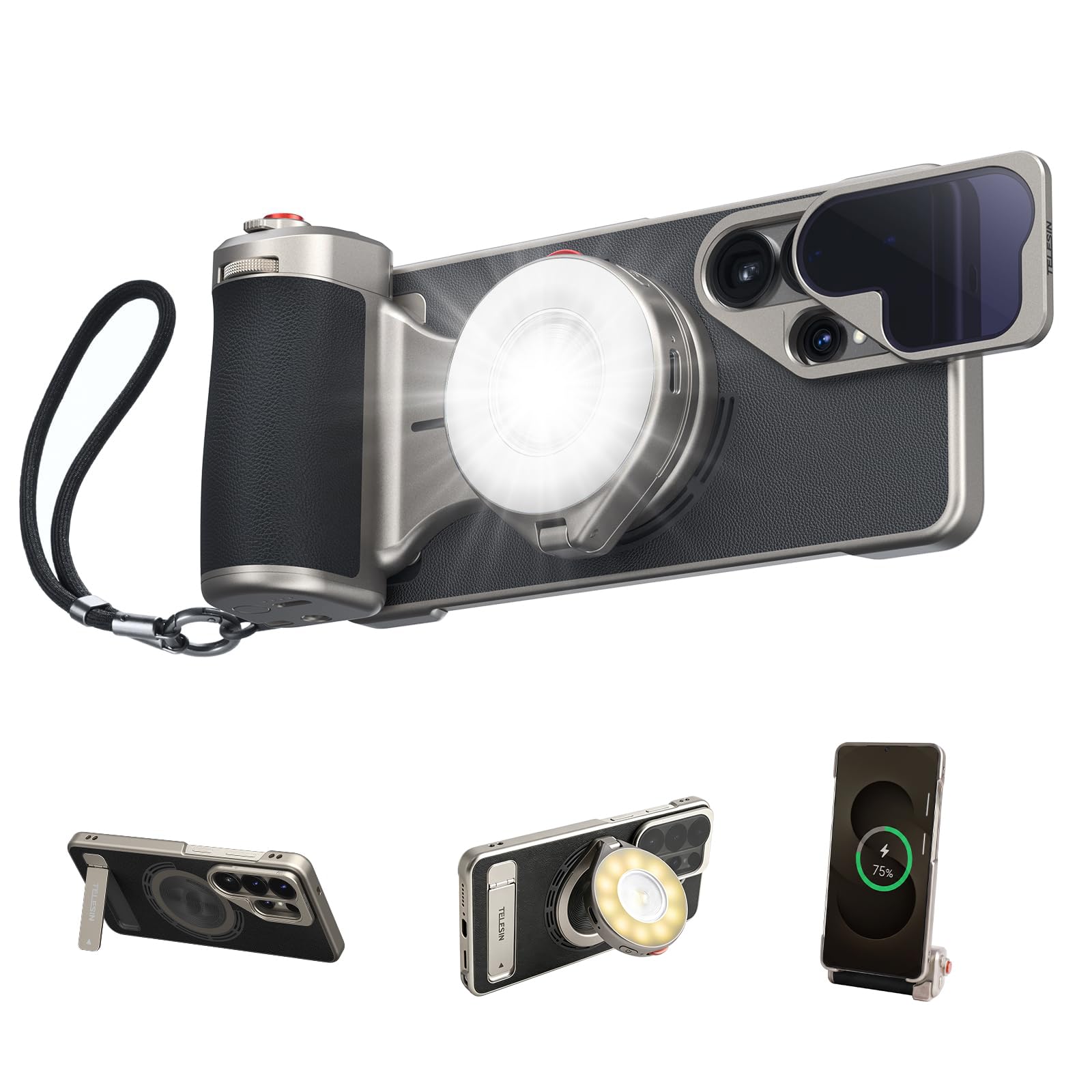 Master Grip Kit per Samsung Galaxy S26 Ultra, Fun Shot S26 Phone Grip, batteria integrata da 3200 mAh, ricarica wireless, con custodia per cellulare in grafene DSLR, supporto Pro Shot Imaging Grip