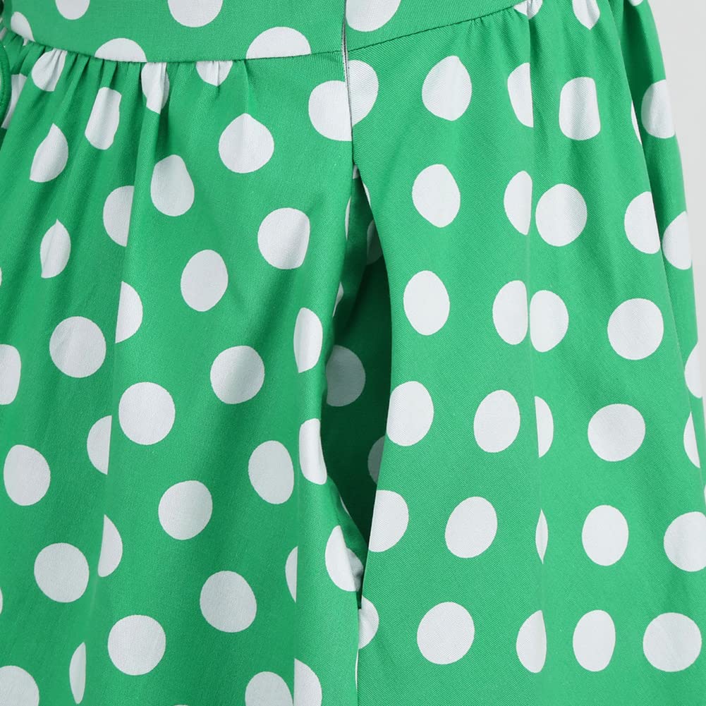 IMEKIS Femmes Années 1950 Vintage Une Ligne Licou Cou Robe à Pois sans Manches Cocktail Soirée Rétro Balançoire Robe Longueur Au Genou Fête de Mariage Robe de Bal