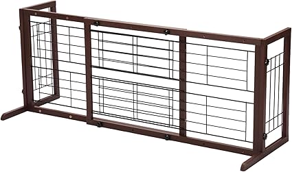 COZIWOW 38-60" Dog Gate Indoor, Free Standing Pet Gate for Doorways Extra Wide, Wooden Fence Puppy Safety Gates for The House, Stairs, Hallway, No Drilling Required,Brown