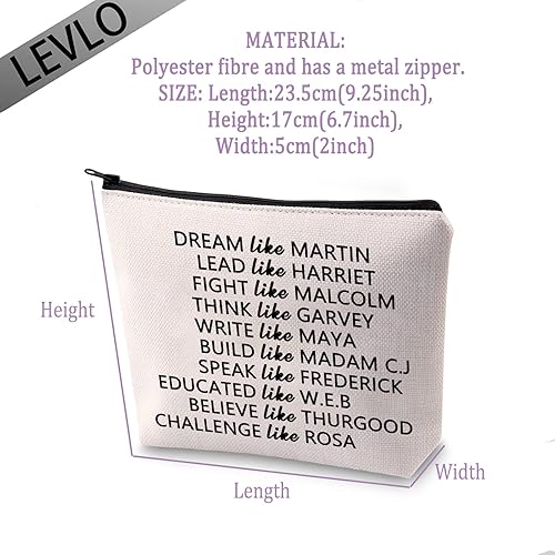 Miniatura 2 de LEVLO Bolsas de maquillaje inspiradoras para líderes de historia negra, activistas afroamericanos, historia negra, regalo del orgullo negro para