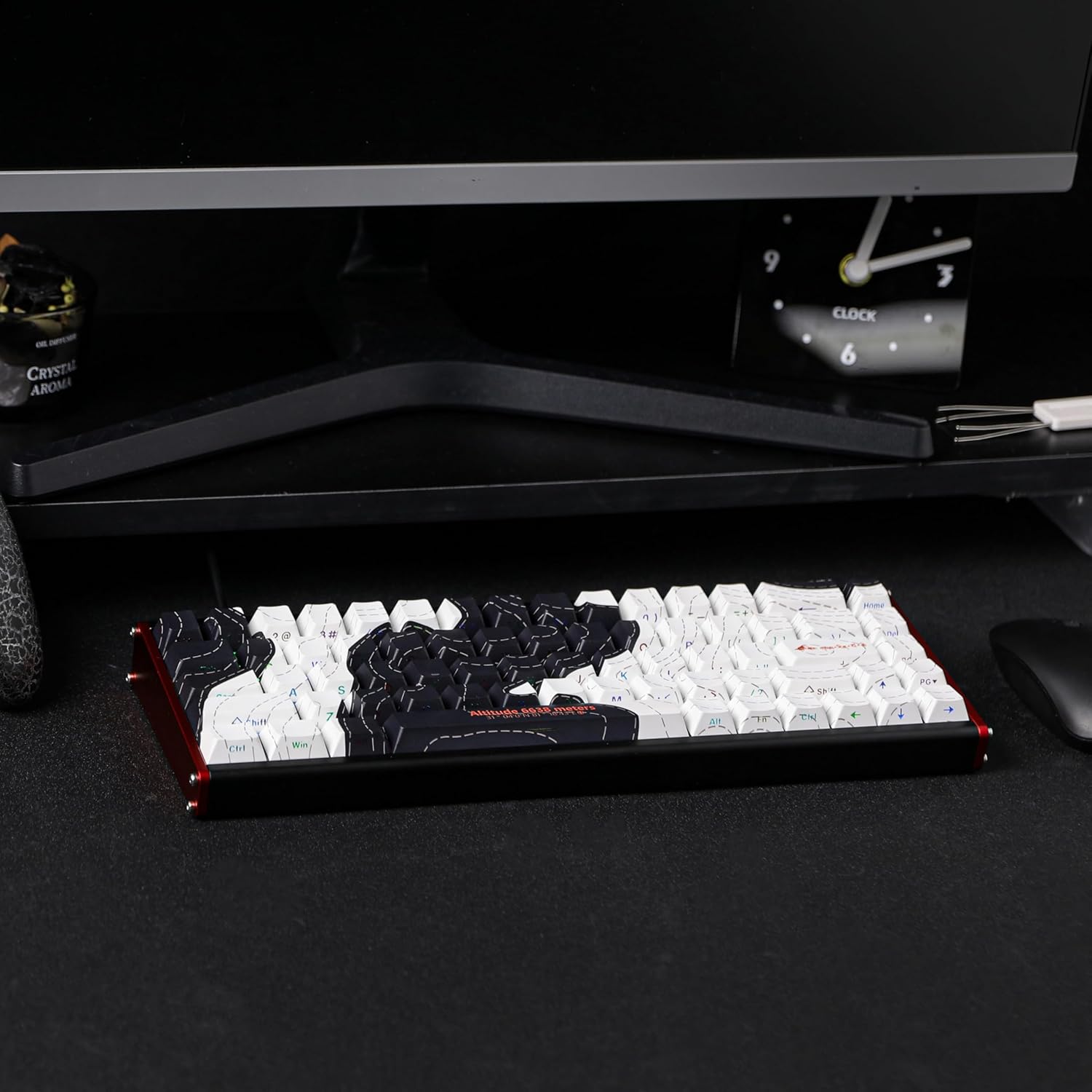 AJAZZ ALUX68 HE Aluminum Rapid Trigger Gaming Keyboard with Magnetic Switch, Wired Hall Effect Keyboard with 8K Polling Rate, 0.125ms Latency, RGB Backlight (Black Topographic, ALUX68 MAX)