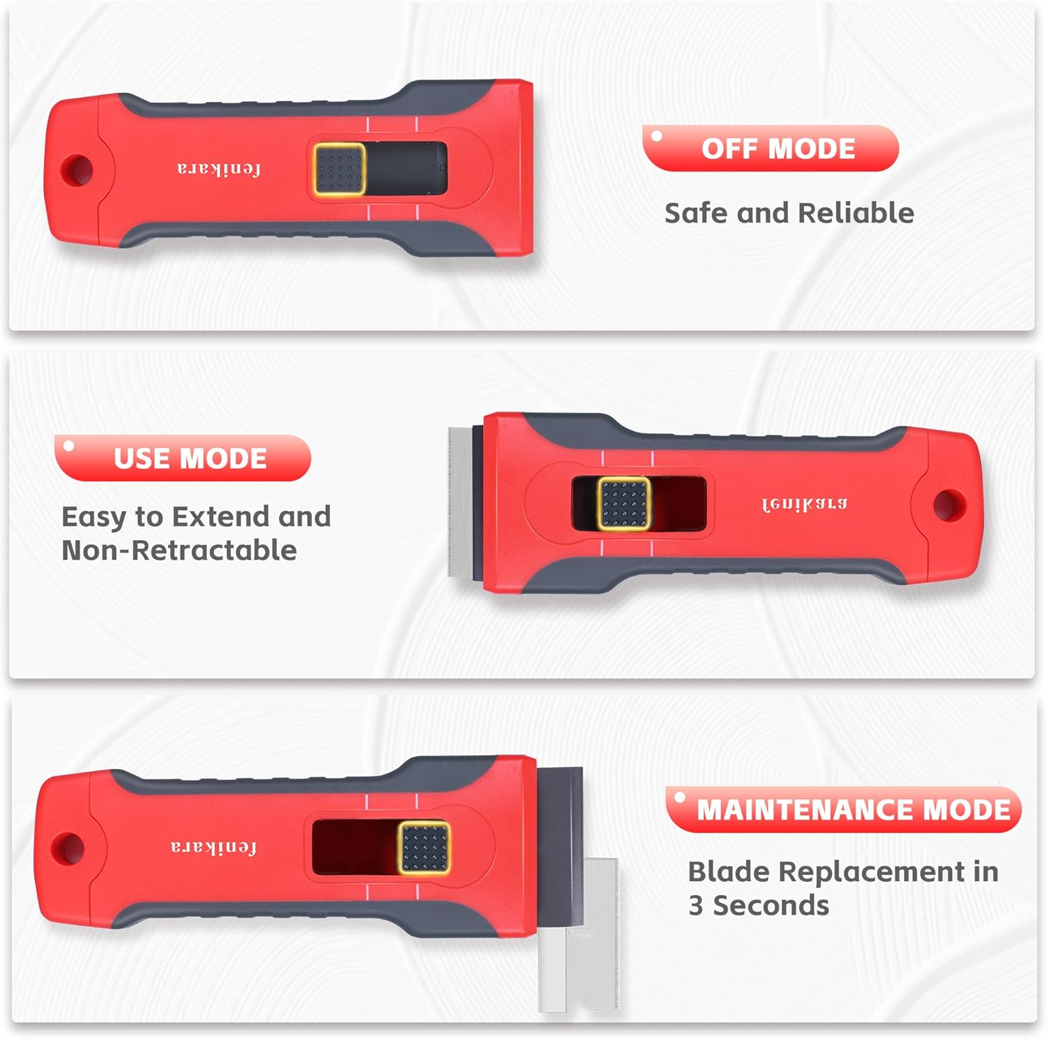 Upgraded Extractable & Magnetic Razor Blade Scraper Tool with 3PCS Plastic Razor Blade Scraper, Razor Scraper with 10 Extra Blades, Cleaning plastic Scraper Tool, sticker, Window, Glass Scraper
