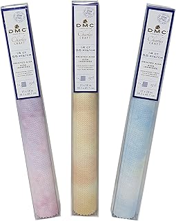 Printed Aida Cloth Bundle, 3 Mottled Colors Include Dew, Sunset & Sand, 14 ct. Plus Decorative 'needleworker' Sticker