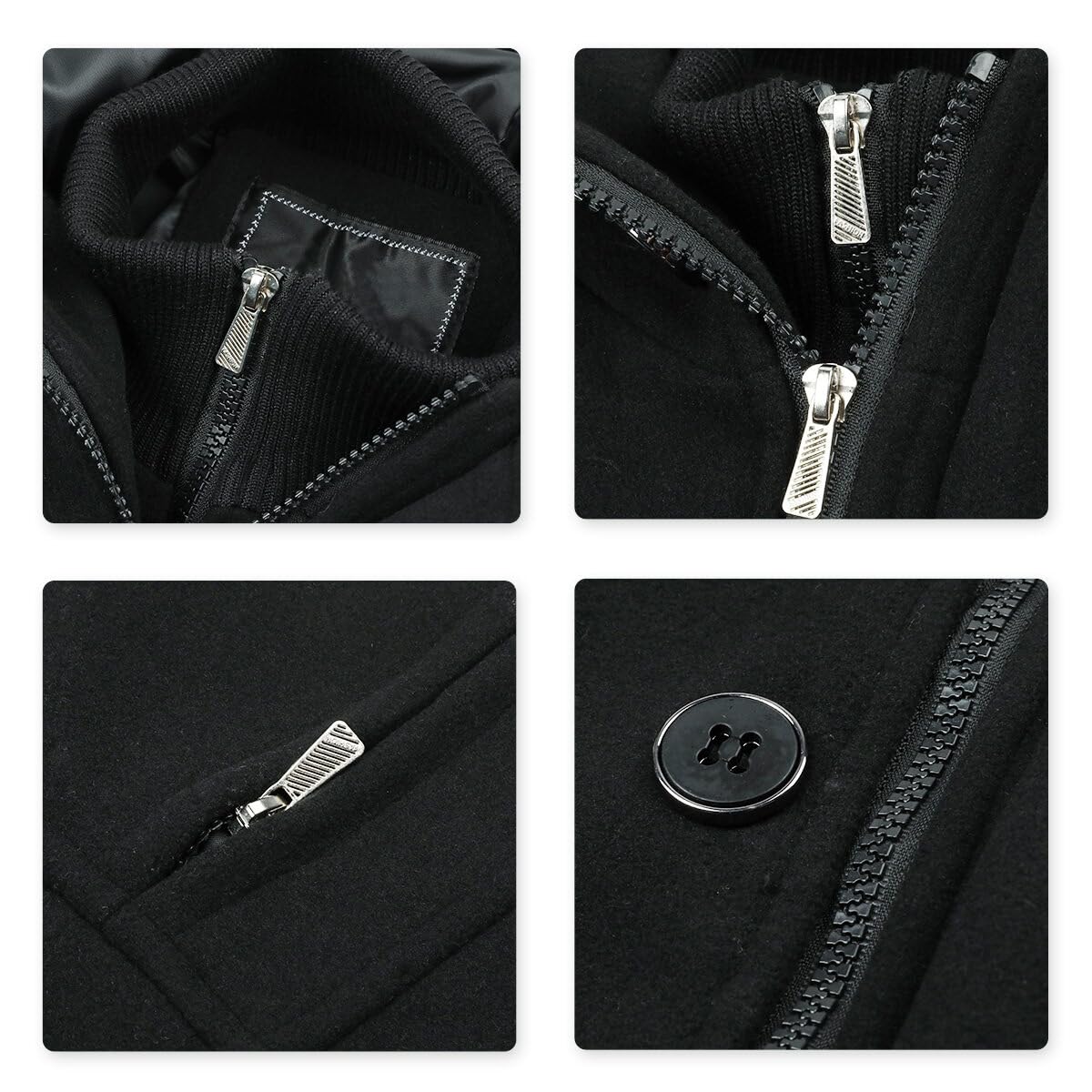 YOUTHUP Manteau Homme en Laine Hiver Chaud Veste avec Capuche Epais Parka Trench Coat Caban