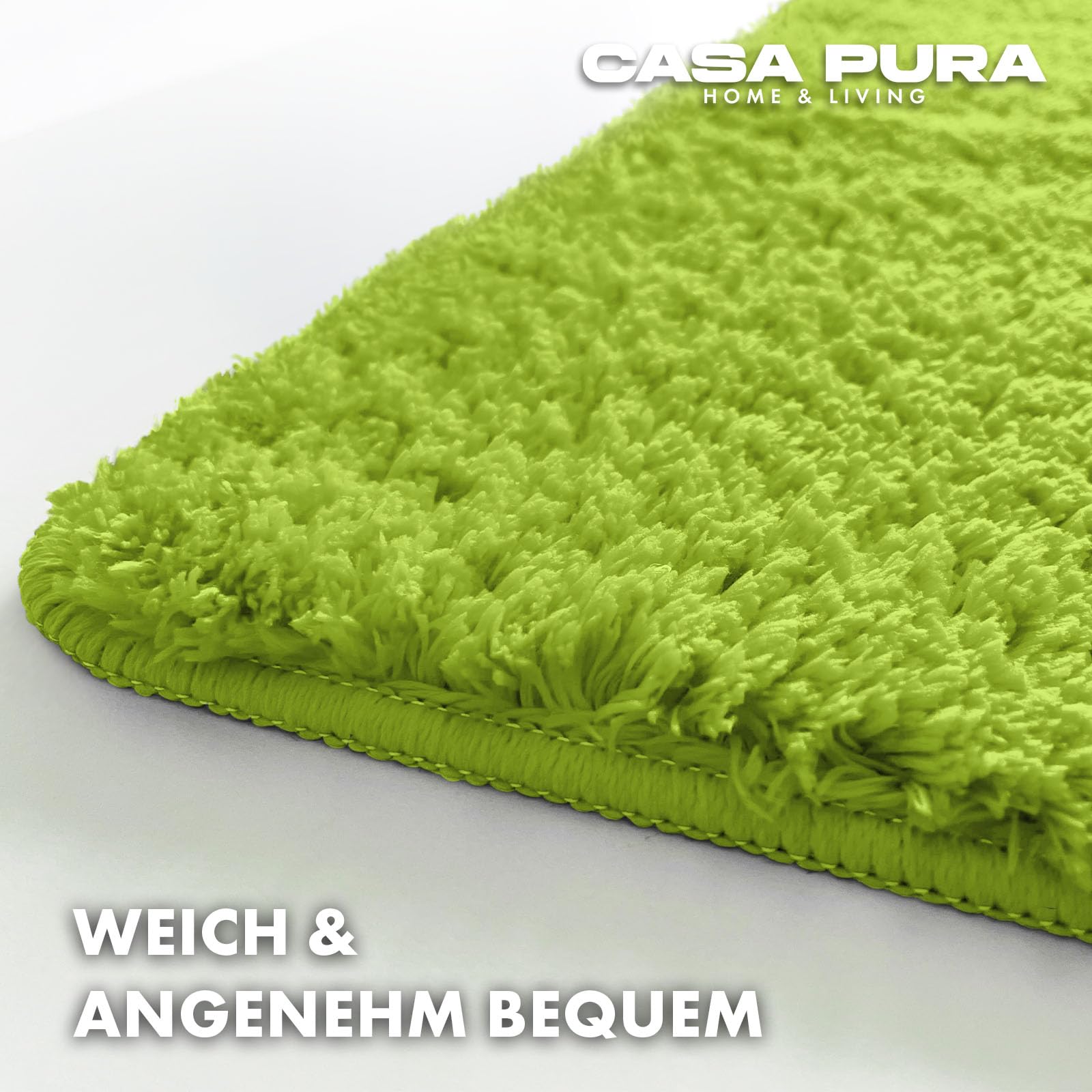 Alfombrilla de baño casa Pura -Sky Soft - de Pelo Largo, Alfombrilla de baño Antideslizante, combinable en Juegos, Certificado Oeko-Tex 100, Microfibra, Apple Green/Grün, 80 x 150 cm