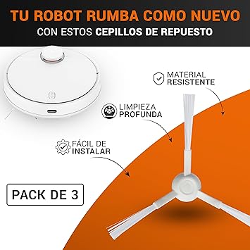 BekabA 3 Cepillos Laterales para Xiaomi Series S20, S12, S10EU Mi Robot Vacuum-Mop, Pack De 3 Cepillos de Reemplazo, Kit De Repuestos para Aspiradora Robot Vacuum, Series Mop 2S / P/Pro / D106 (s20)1