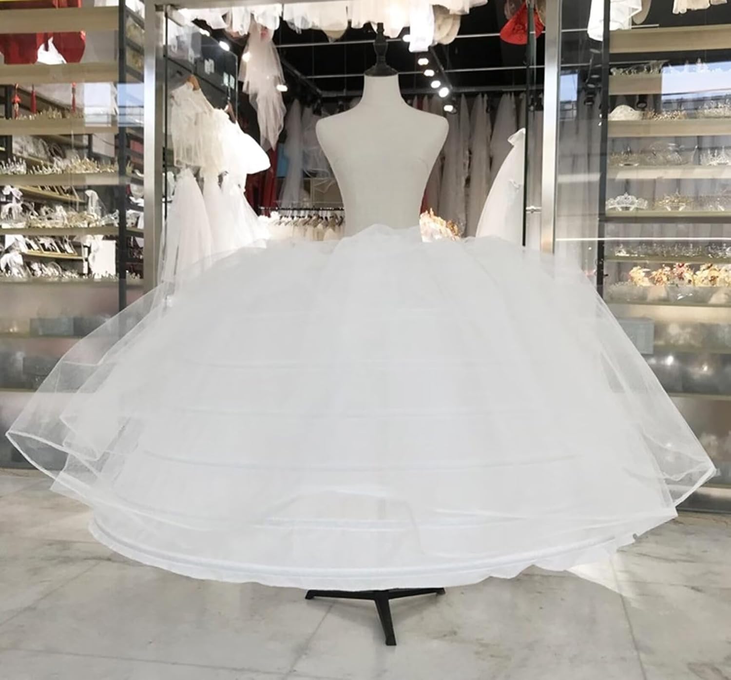 Women Crinoline Petticoat A-line 7 Hoop Skirt Slips Long Underskirt for Wedding Bridal Dress Ball Gown Women