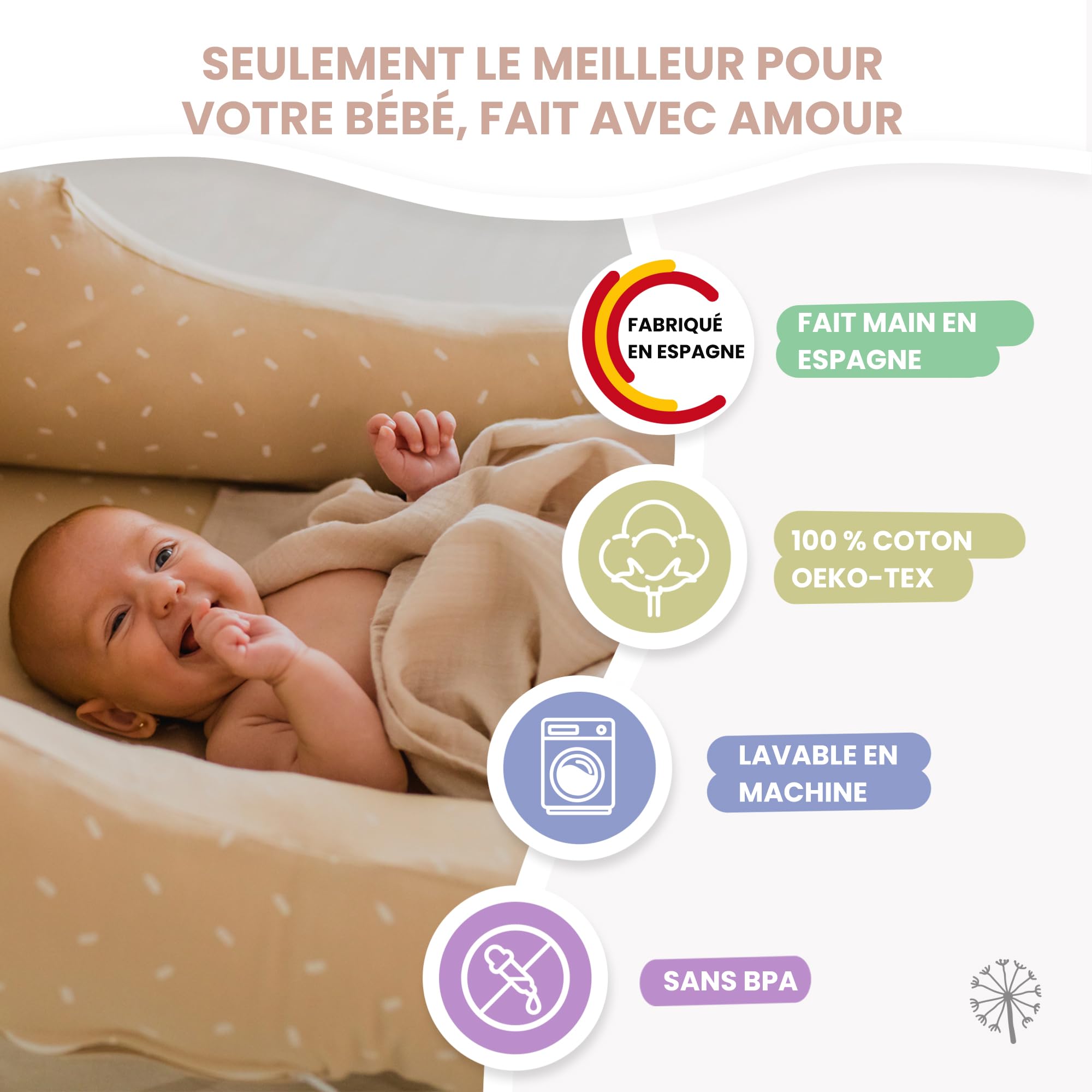 MIMUSELINA Coffret Naissance Fille ou Garçon | Coffrets Cadeaux pour Bébé | Coffret de Naissance Mixte pour Cadeau Nouveau Né | Disponible en Différentes Tailles | Sahara, Medium - 3