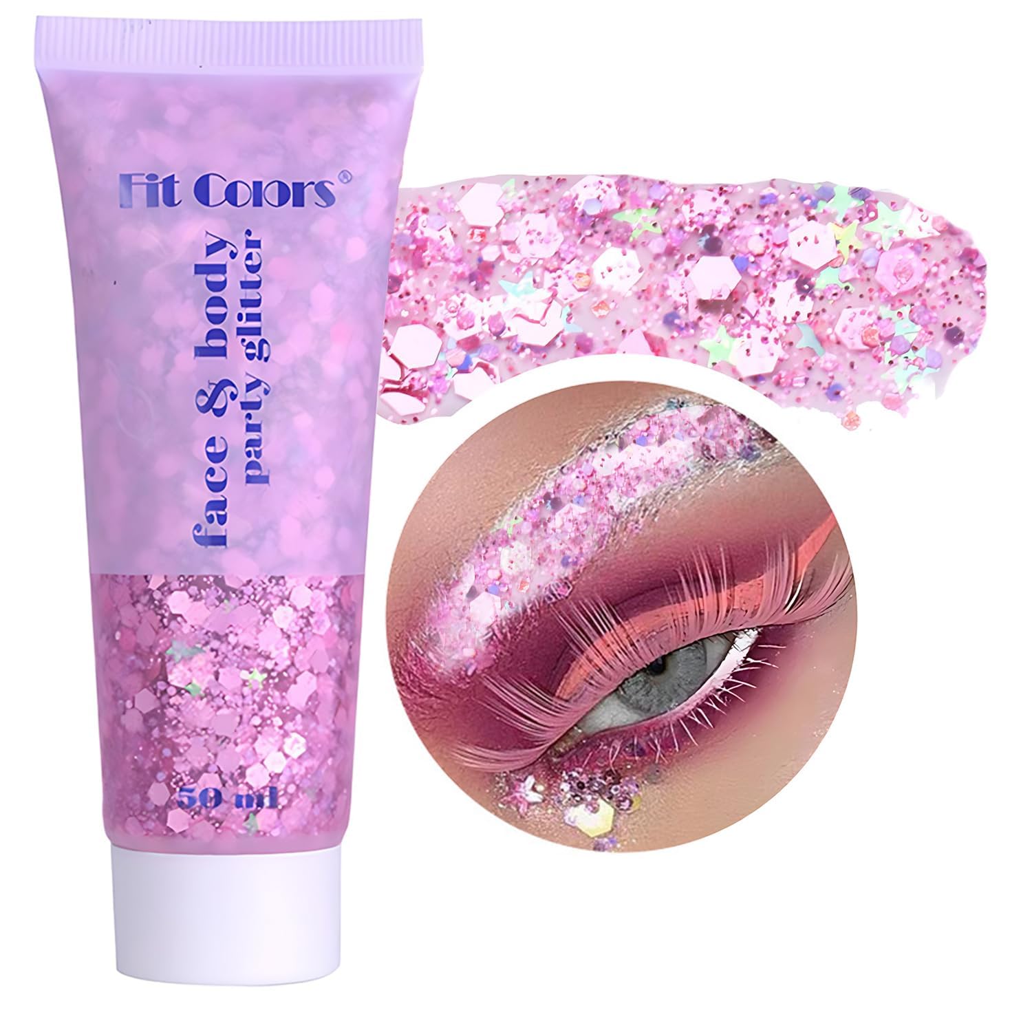 GraGra Body Glitter Gel, Mermaid Sequins Liquid Holographic Glitter Gel, Chunky Glitter for Face Hair Nails, Holographic Cosmetic Laser Powder Festival Glitter Makeup (Agate Color)