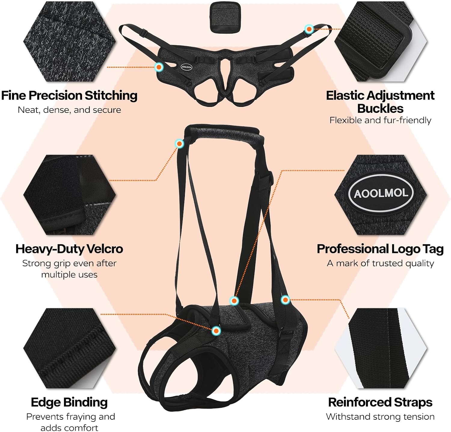 Dog Sling for Medium Large Dog Rear Leg, Lift Harness Provide Support with Muscle Atrophy and Joint Problems for Elderly Injured Arthritic Pet, Dog Weak Rear Legs Provides Rehabilitation Aid - Image 2