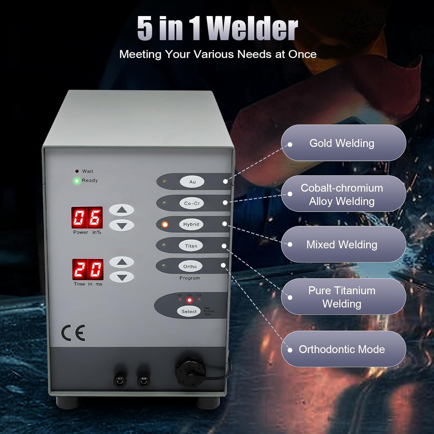 Spot Welder with LCD Screens, Adjustable Welding Power and Time, Compact Argon Arc Welding Machine, Stable Workbench, Aluminum Build, 110V 100W, for DIY, Workshops, and Repairs