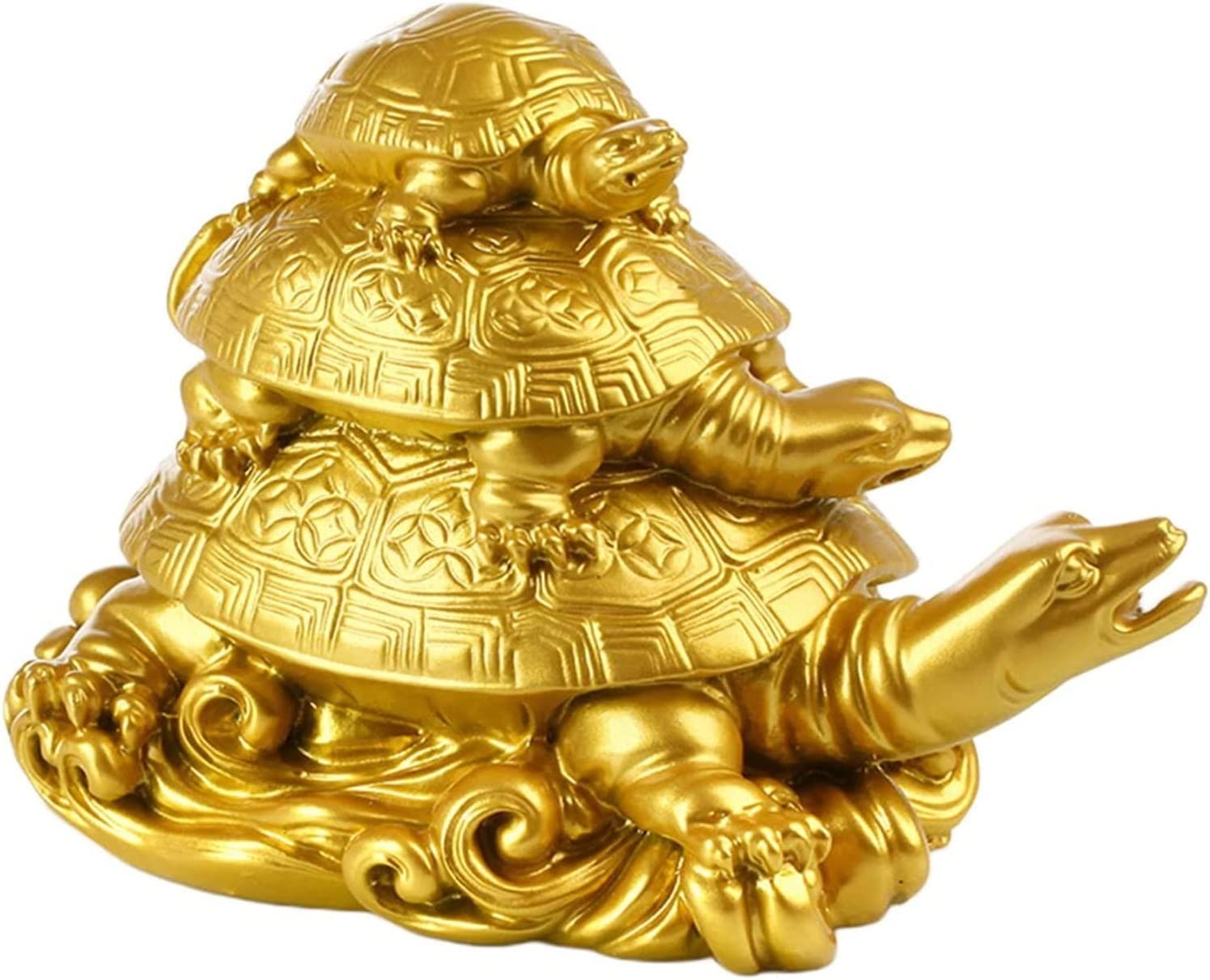 Ozdoba feng shui, chińskie dekoracje, Ozdoba Feng Shui Potrójny posąg żółwia Figurki Dekoracja Zwierzęta Meble Kolekcja ozdób Żywica Na prezent urodzinowy Blat biurowy Boże Narodzenie
