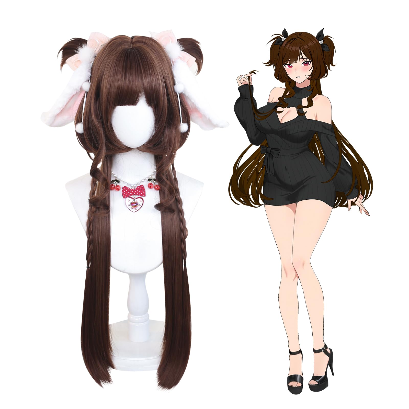 KORURACLUB gradient Wigs cosplay Wig pink and lolita wigs anime wig halloween Wigs for women (No accessories included) (): Cocoa Dusk