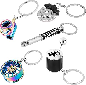 5PCS Car Parts Model Key Chains, Stylish Metal Auto Parts Keychains, Trendy Turbo Keyring Kit for Car Lovers