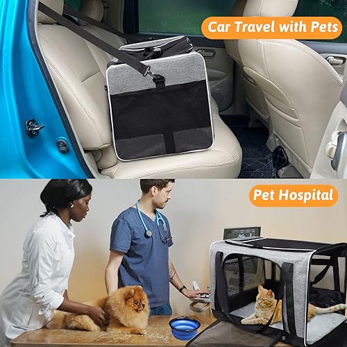 Vista 58 de Petskd Transportador extragrande para gatos con ruedas y caja de arena de 24 x 17 x 17 pulgadas para gatos grandes o 2 gatos pequeños, transportador