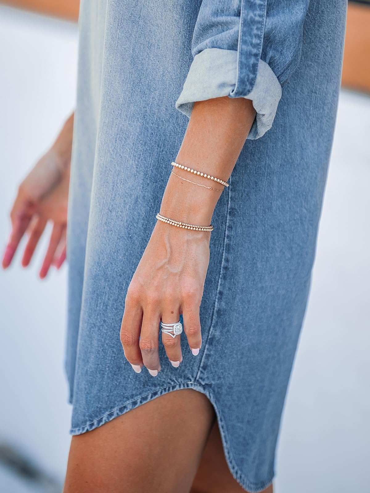 CUPSHE Mini robe en jean à manches longues et col en V pour femme