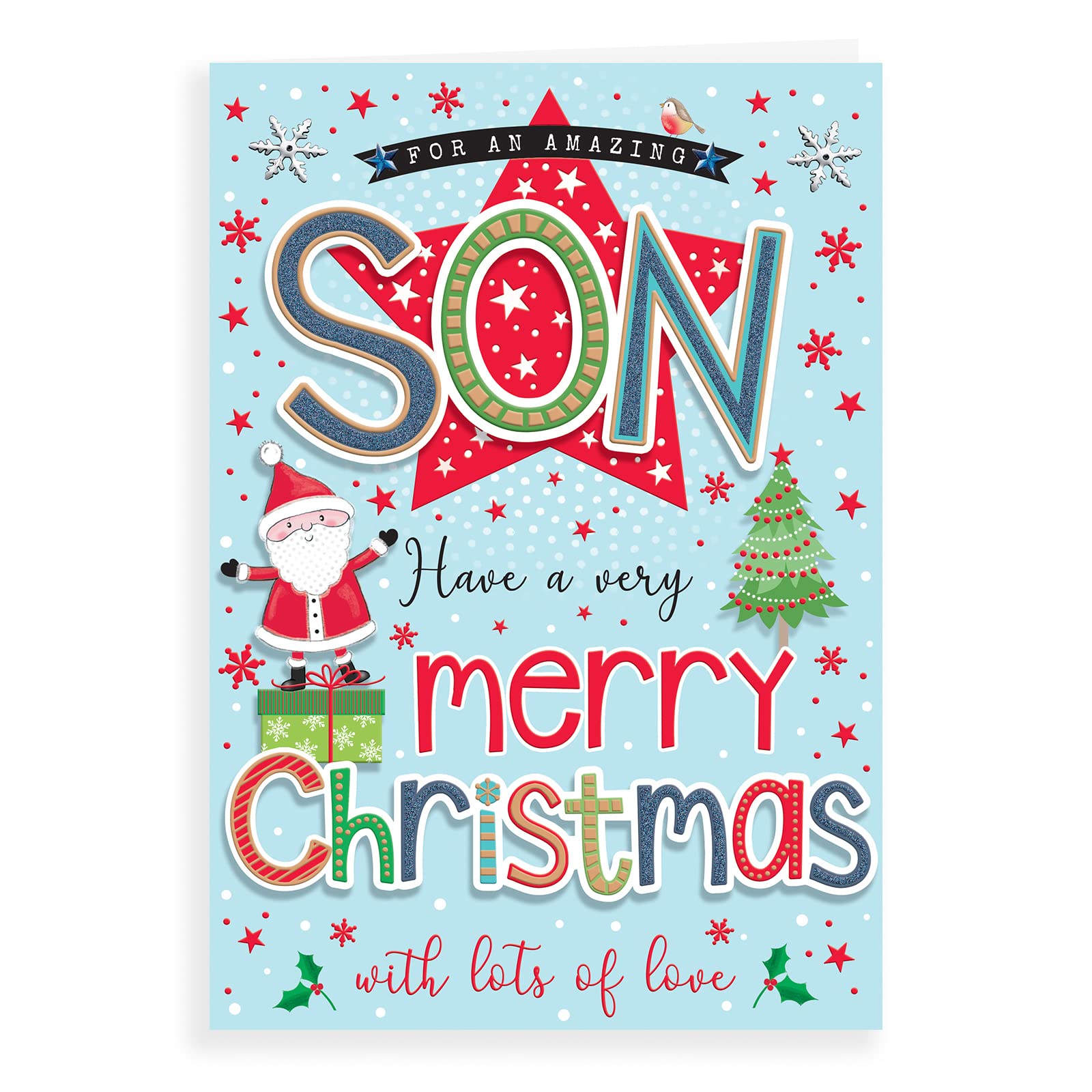 Weihnachtskarte Für Den Sohn - 22,9x15,2 Cm Premium-Karte Mit Umschlag, Designed In Großbritannien