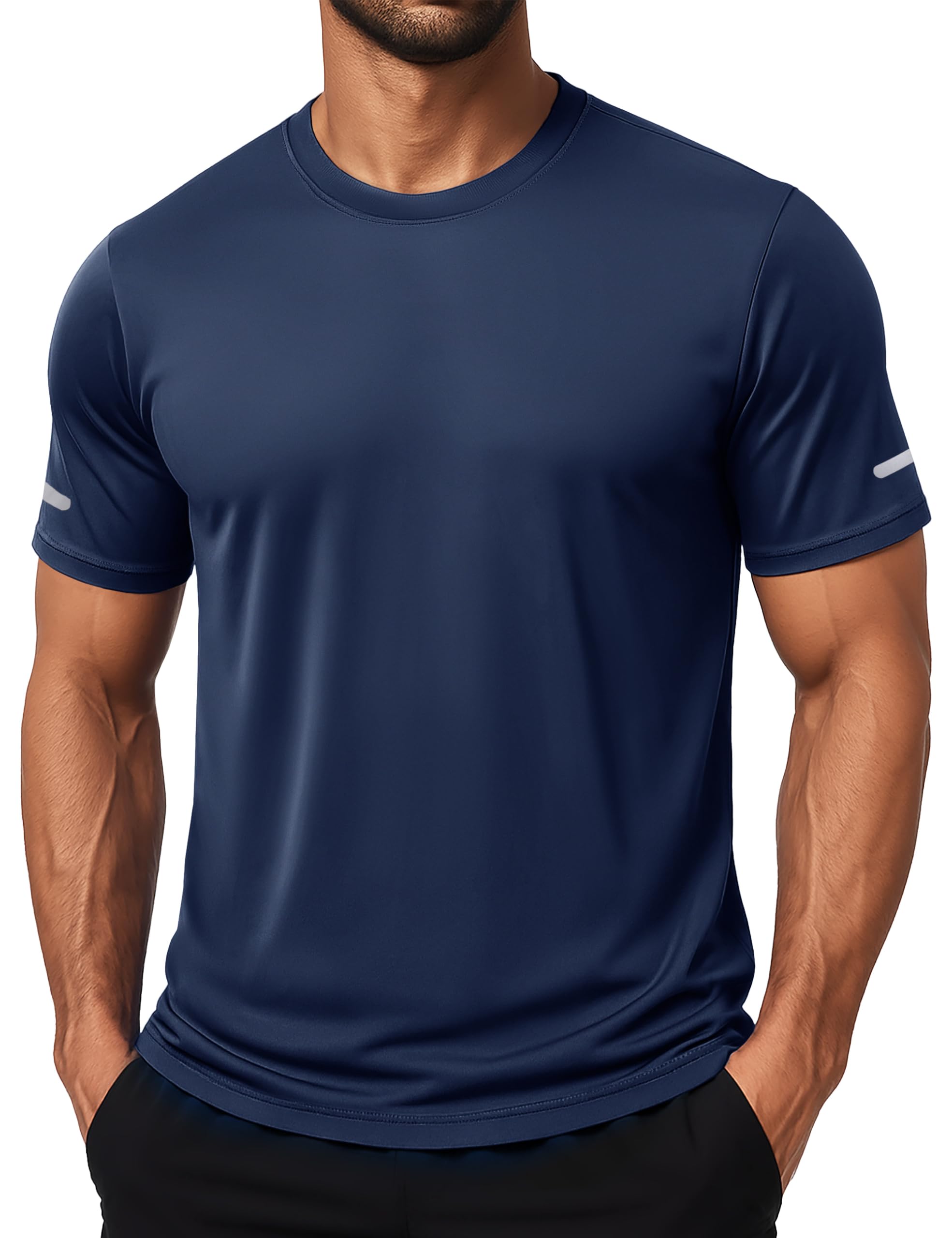 Mens Workout Shirts Dry Fit Sun Protection Athletic Short Sleeve Shirt UPF 50+ Gym Running Swim Rash Guard Top