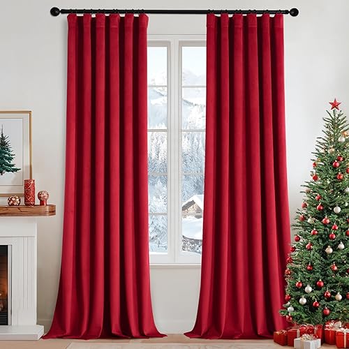 Miniatura 16 de MIULEE - Cortinas de terciopelo de 96" de largo, juego de 2 paneles para sala de estar y dormitorio, crema, con pinza, plisadas, con pestaña