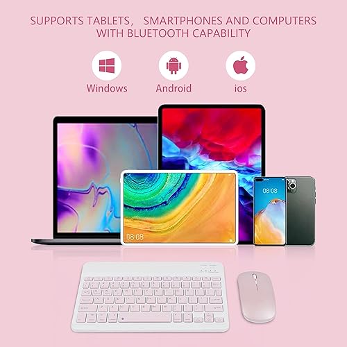 Miniatura 10 de Juego de teclado y mouse inalámbricos inalámbricos recargables con Bluetooth, teclado compacto y portátil ultrafino para