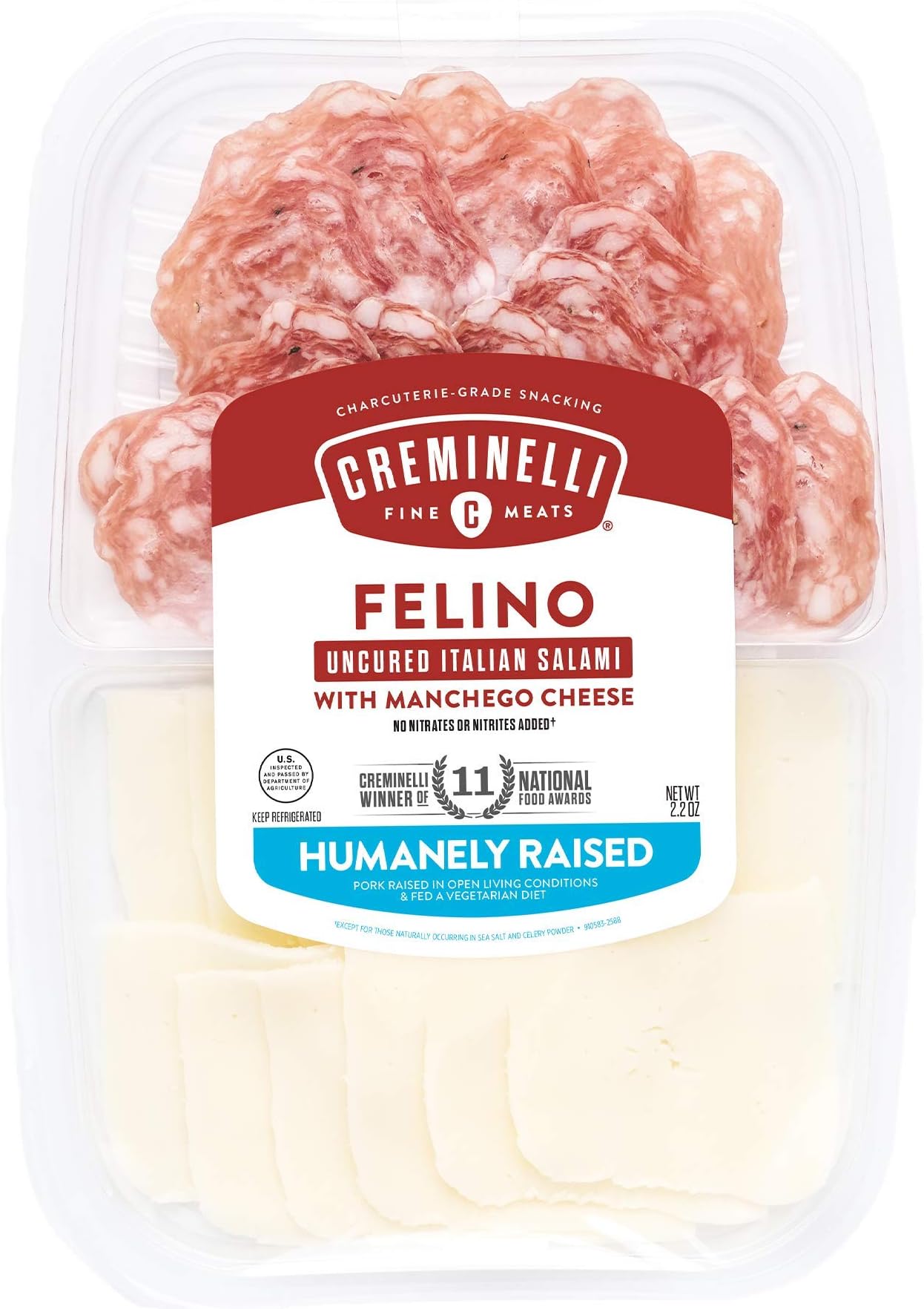 Creminelli Sliced Felino Salami with Manchego Cheese, 2.2 Ounce
