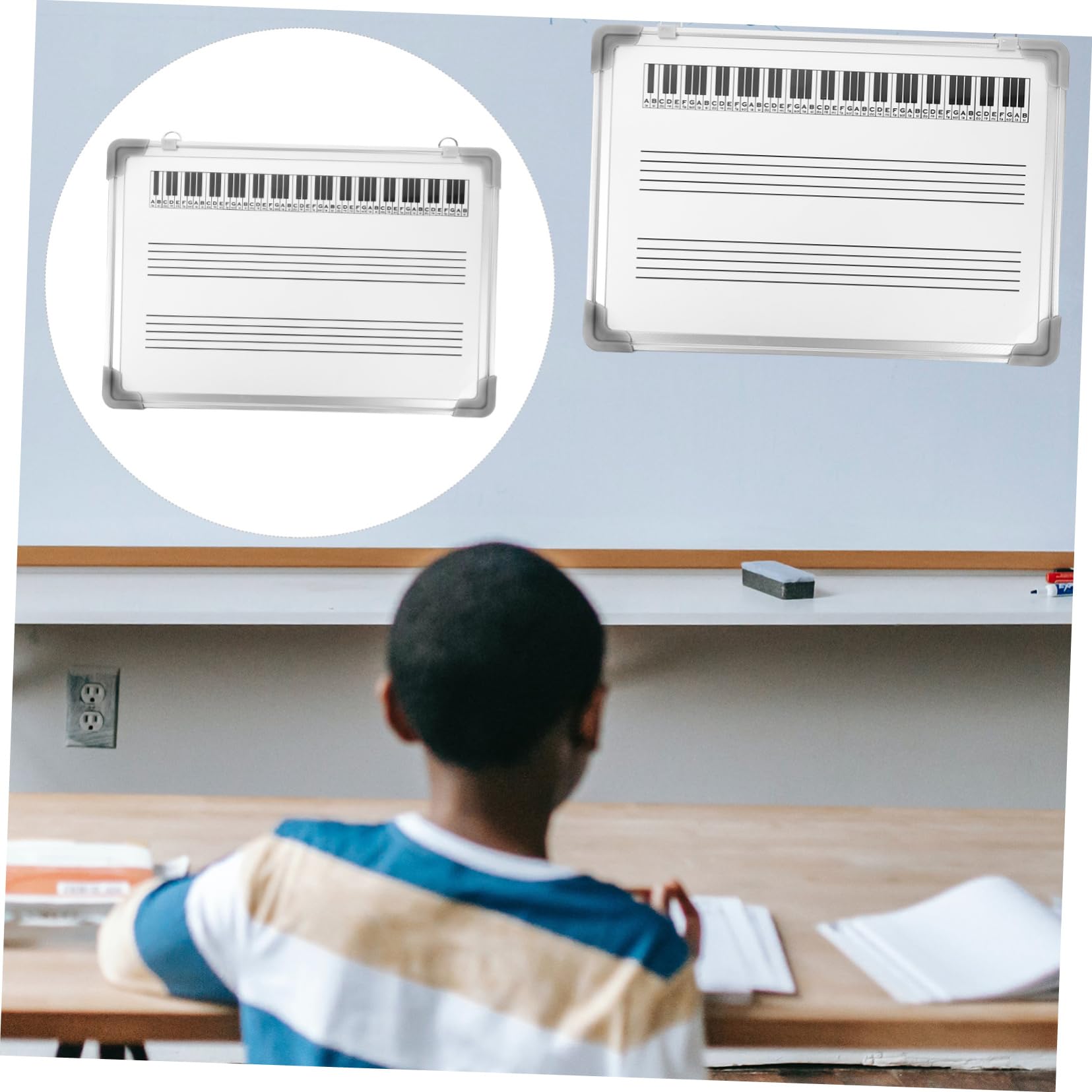 STOBOK Trocken Abwischbares Notenlinien Whiteboard für Musikunterricht Leichte Lerntafel aus Aluminiumlegierung Weiß für Schule und Zuhause