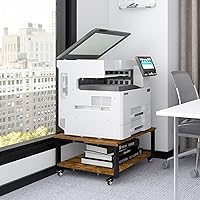 Vista 10 de Natwind Soporte para impresora láser de 2 niveles, mesa de impresora grande de 23.6 x 23.6 pulgadas, soporte de copiadora con ruedas, carrito