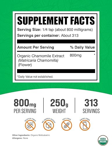 Miniatura 9 de BULKSUPPLEMENTS.COM Extracto de manzanilla en polvo, suplemento de hierbas, procedente de flores de manzanilla, suplemento de manzanilla, vegano y