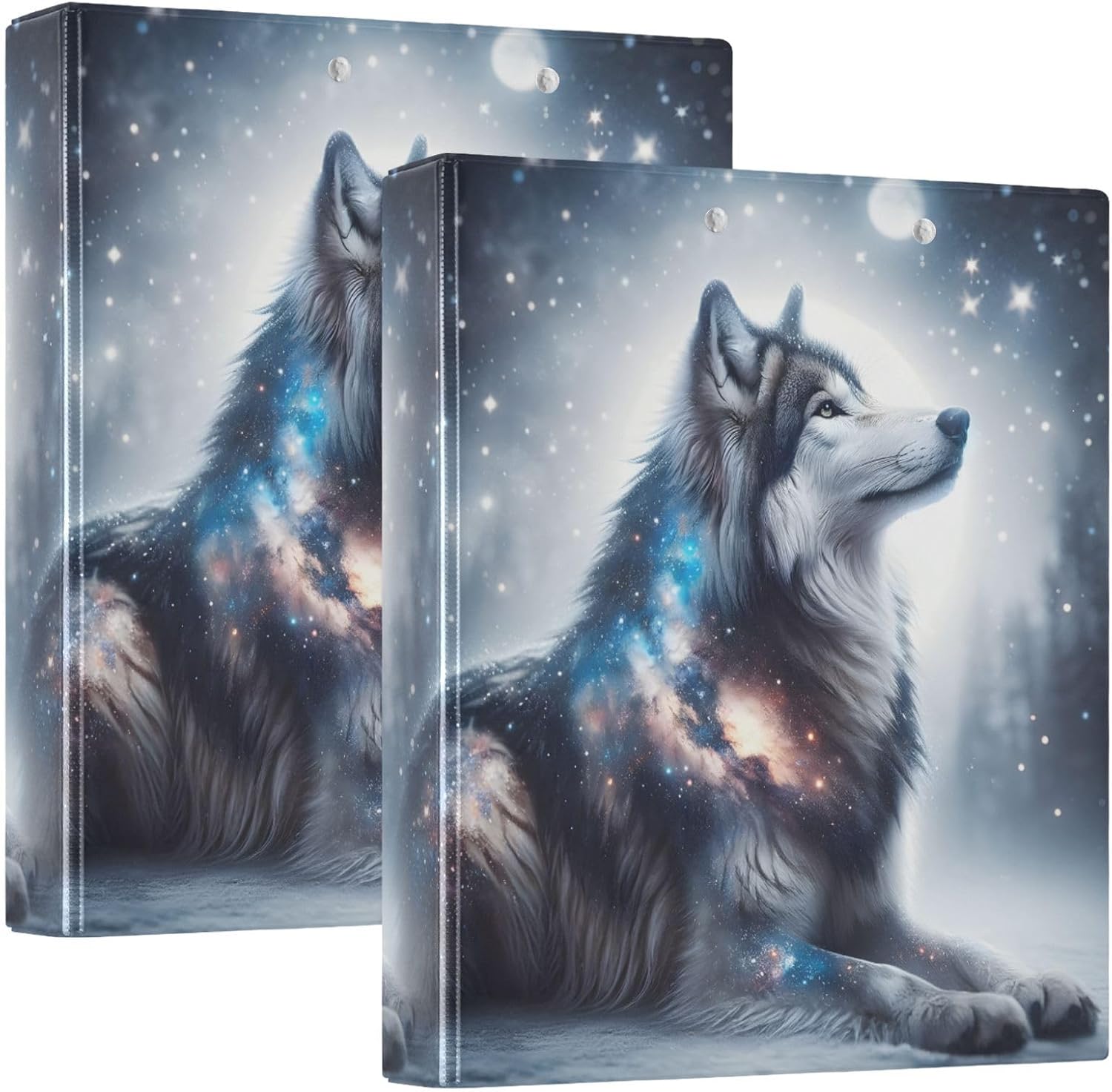 ALAZA 3 Ring Binder Fantasy Wolf on The Night Clipboard Round Ring Binder Holds 1.5 Inch Three Rings Binder Heavy Duty Binders for School Office Supplies, 1Pack