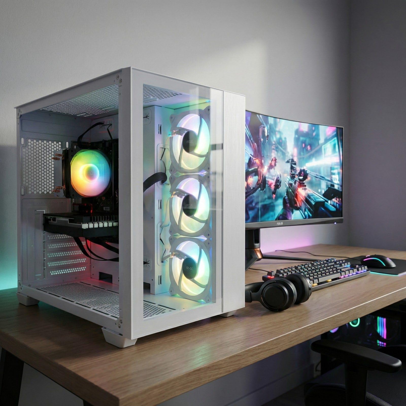 STGsivir PC Gaming, Ordenador de Sobremesa Gaming, GeForce RTX 3050 6GB GDDR6, Ryzen 5 5500 hasta 4.2 GHz,16GB DDR4,1TB SSD,WiFi 6,BT 5.0,Ventilateur RGB x3,Windows 11 Pro