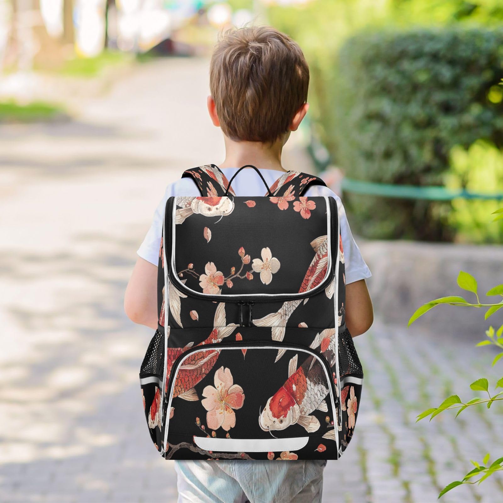 Fiori Di Pesce Koi Elegante Nuoto Zaino Scolastico Borsa Ad Alta Capacità per Ragazze e Ragazzi
