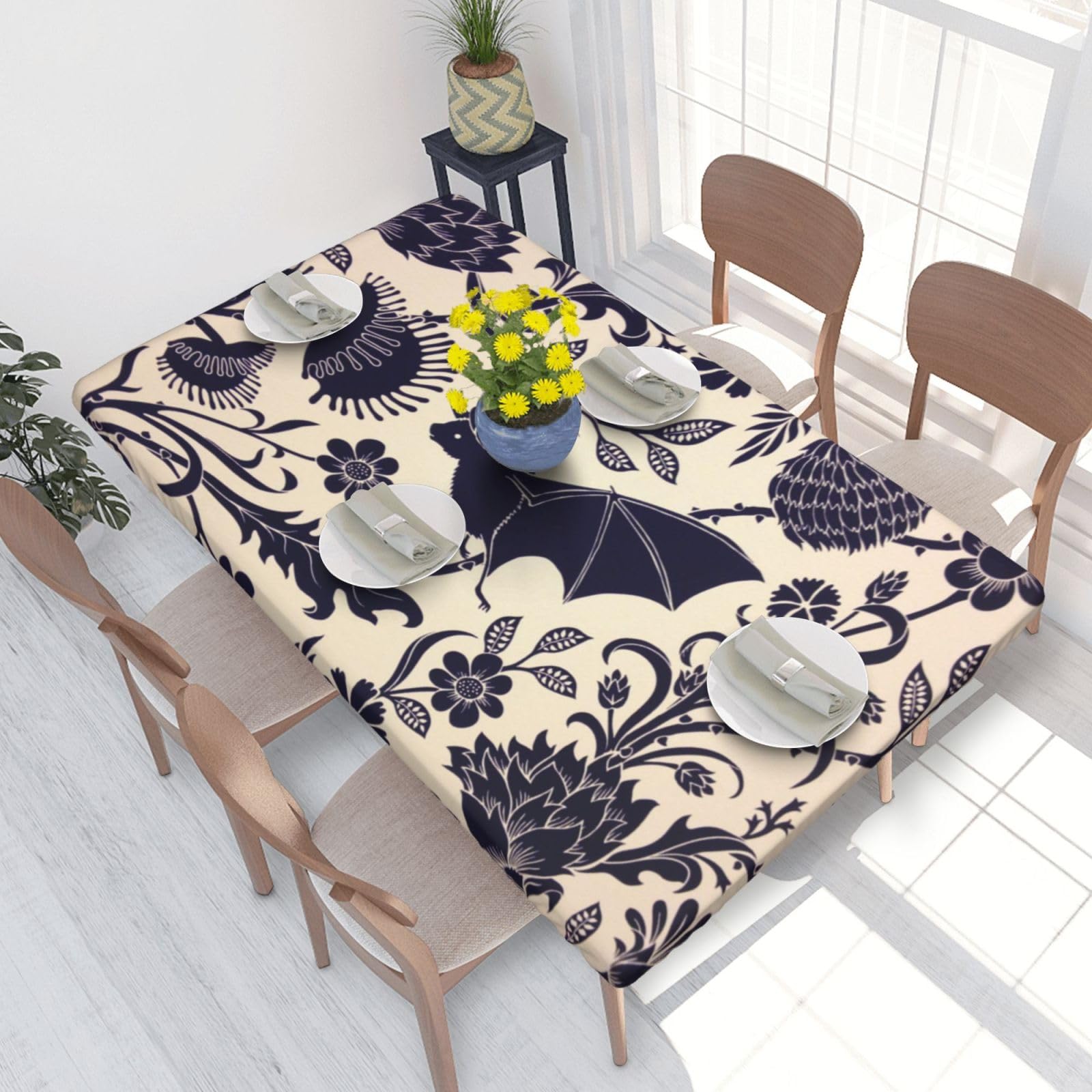 BNVSADC Bat Print Printed 4FT Tablecloth 122x76 CM Polyester Kitchen Water Resistant Table Cloth Dining Table Decoration Table Covers