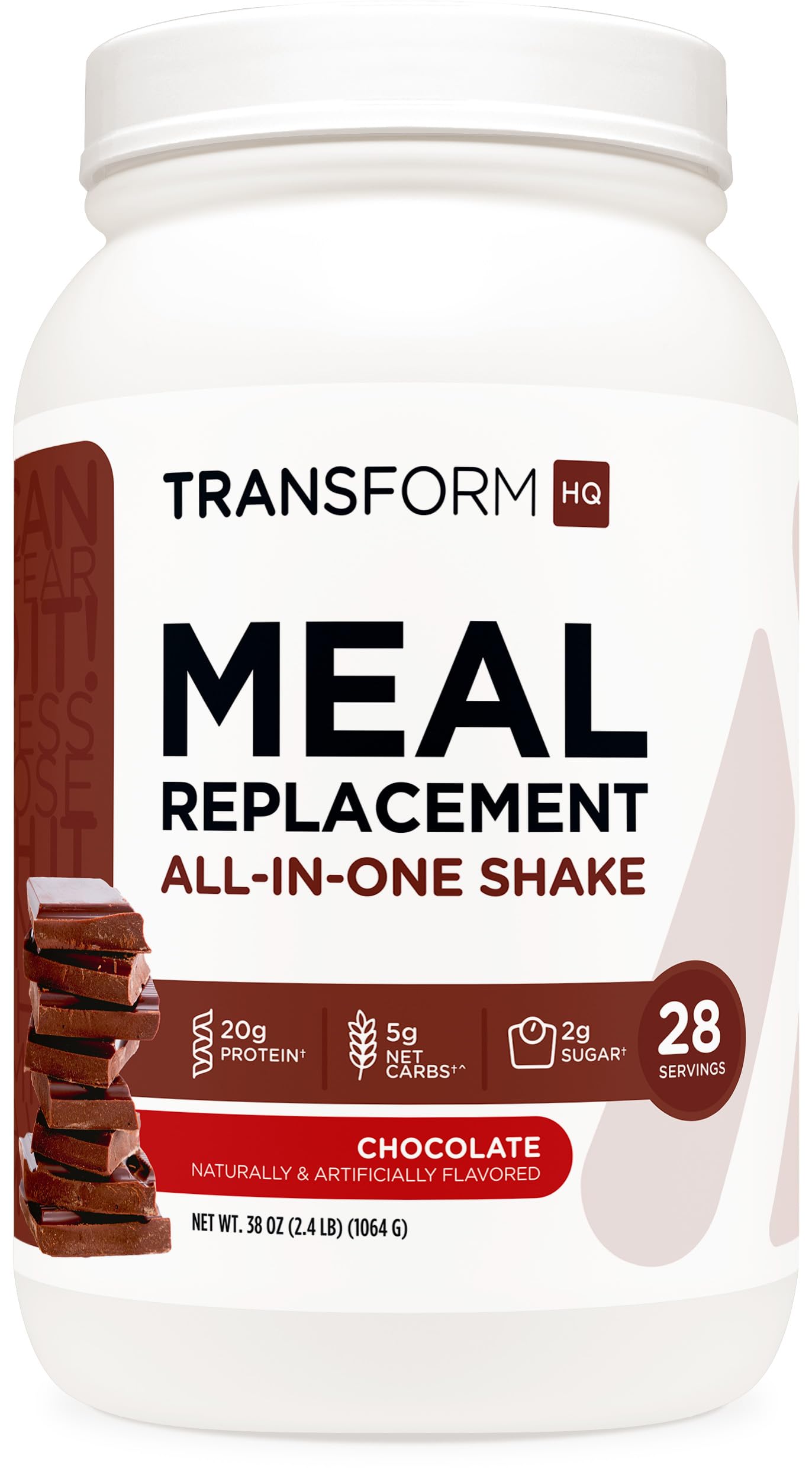TransformHQ Meal Replacement Shake Powder 28 Servings (Chocolate) - Gluten Free, Non-GMO