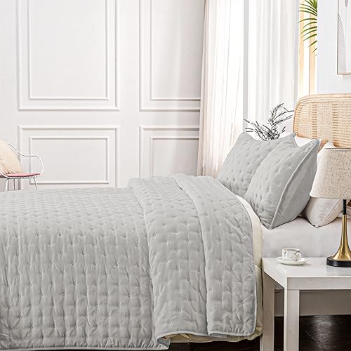 Miniatura 10 de HIARUO - Juego de edredón individual de 3 piezas, juego de edredón reversible ultrasónico suave y cálido (68 x 90 pulgadas) con 1 funda de almohada