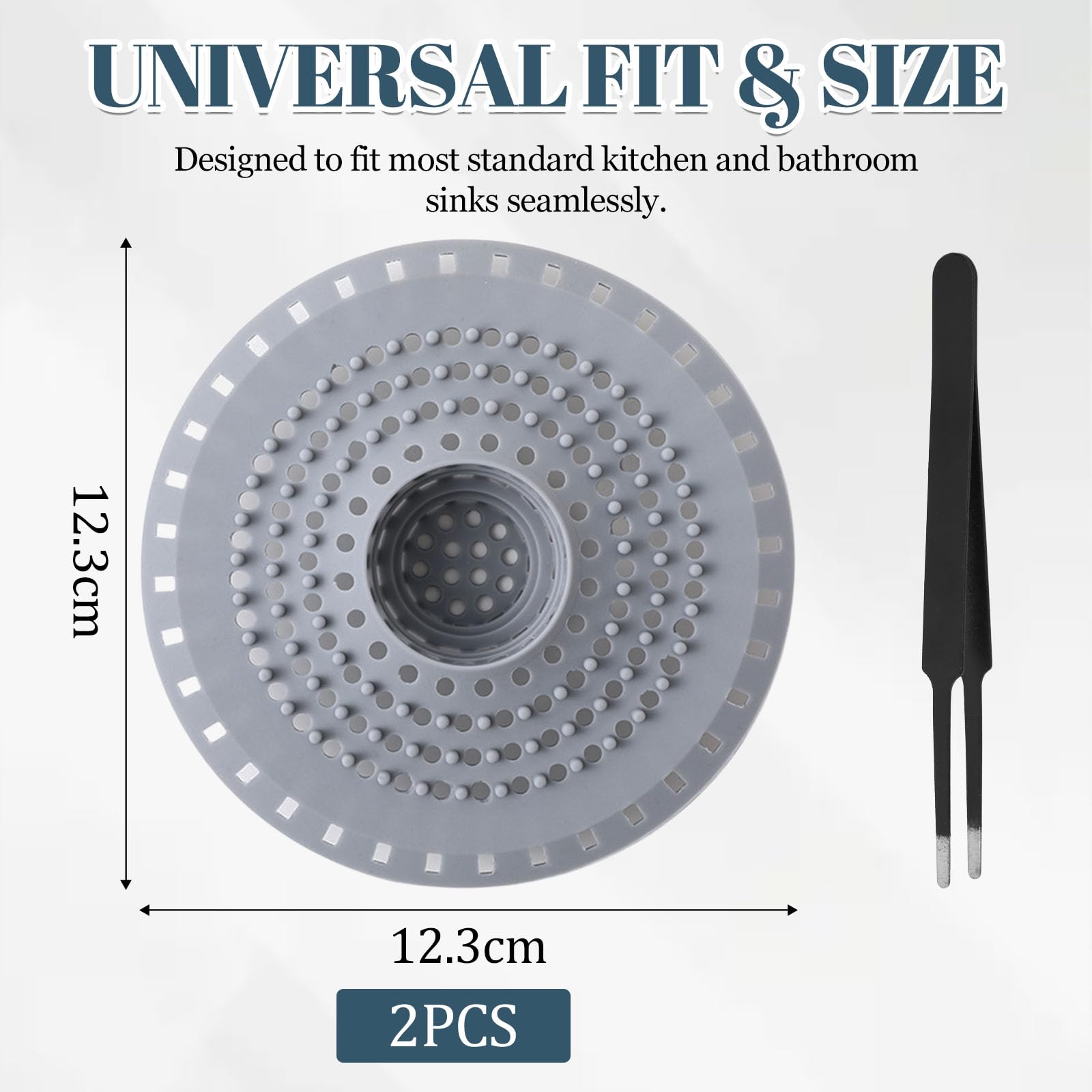 2 Pz Filtro per Lavello in Silicone Filtro di Scarico per Doccia con Ventosa Filtro per Capelli Protezione Scarico Protezione Scarico Lavello Raccoglitori di Capelli per Cucina Vasca e Bagno