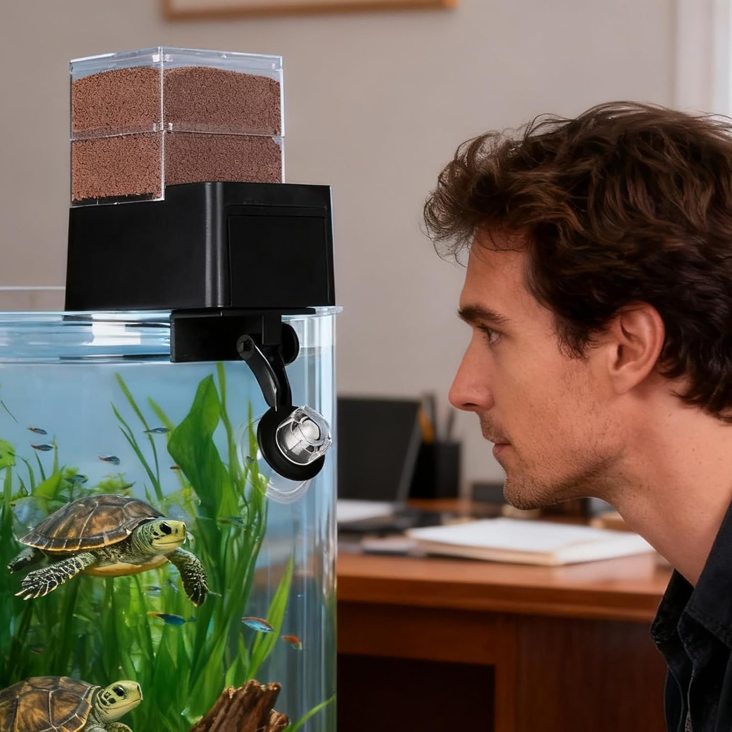 Genérico Automatic Fish Feeder 5 - Modern Speed Adjustable Smart Airtight, Pet Supplies Timer Aquarium, Auto Home Tank Turtle Betta | Home Tank Turtle Betta Pond Fishing Shrimp Hamster Water Bait