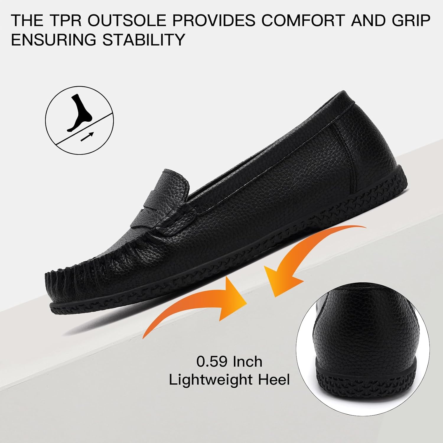 Women's Comfortable Loafer Shoes Lightweight Microfiber Leather Slip On Flats Walking Shoes